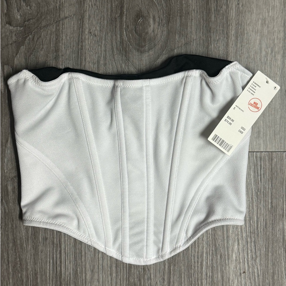 Urban Outfitters White and Black Structured Crop Top